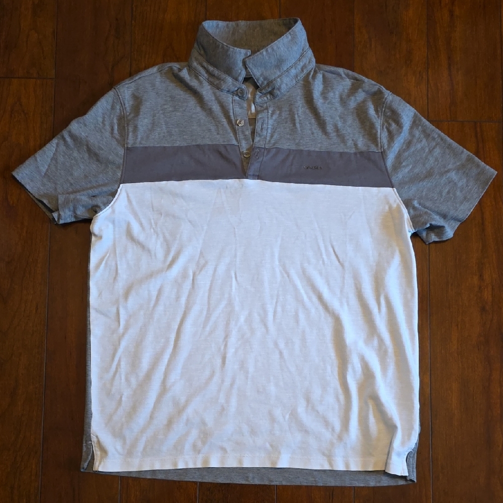 Calvin Klein Gray and White Casual Button Down Shirt